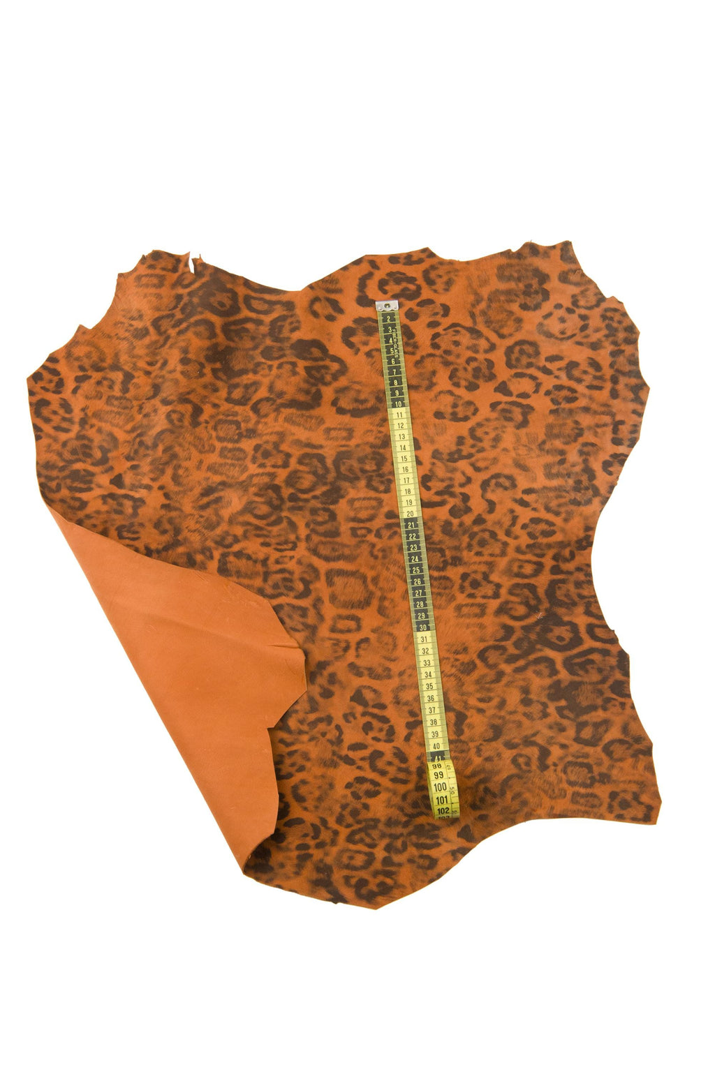 Orange LEOPARD leather skin, animal cheetah printed goatskin on soft SUEDE for hobbyists B18620-ST La Garzarara