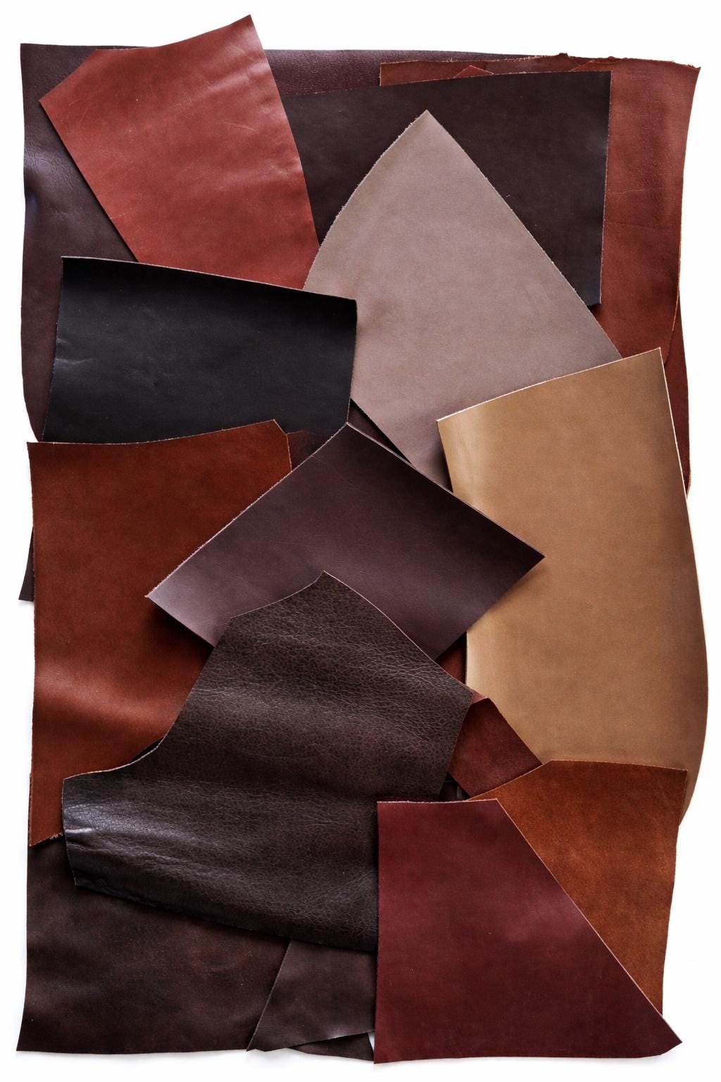 Brown Tone Leather Pieces, Espresso Chocolate and Cocoa Scraps, Assorted Solid Shades for Jewelry and Earrings 1 lbs - 2 lbs B121