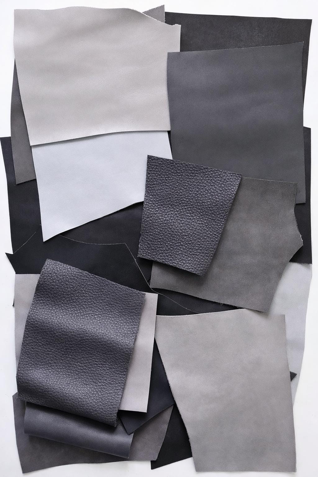 Grey Leather Small Cut, Shades of Mixed Softness and Finishes Random Selection 1.0 to 1.3 mm 2-3 oz 1 lbs - 2 lbs B119