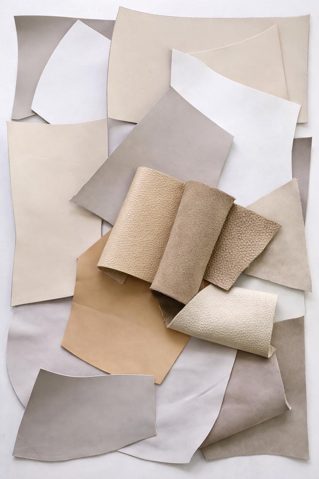 Ivory and Cream Leather Scraps, Beige Neutral Offcuts, Soft Natural Shades for Earrings and Accessories | 1-2 lbs | B118 La Garzarara