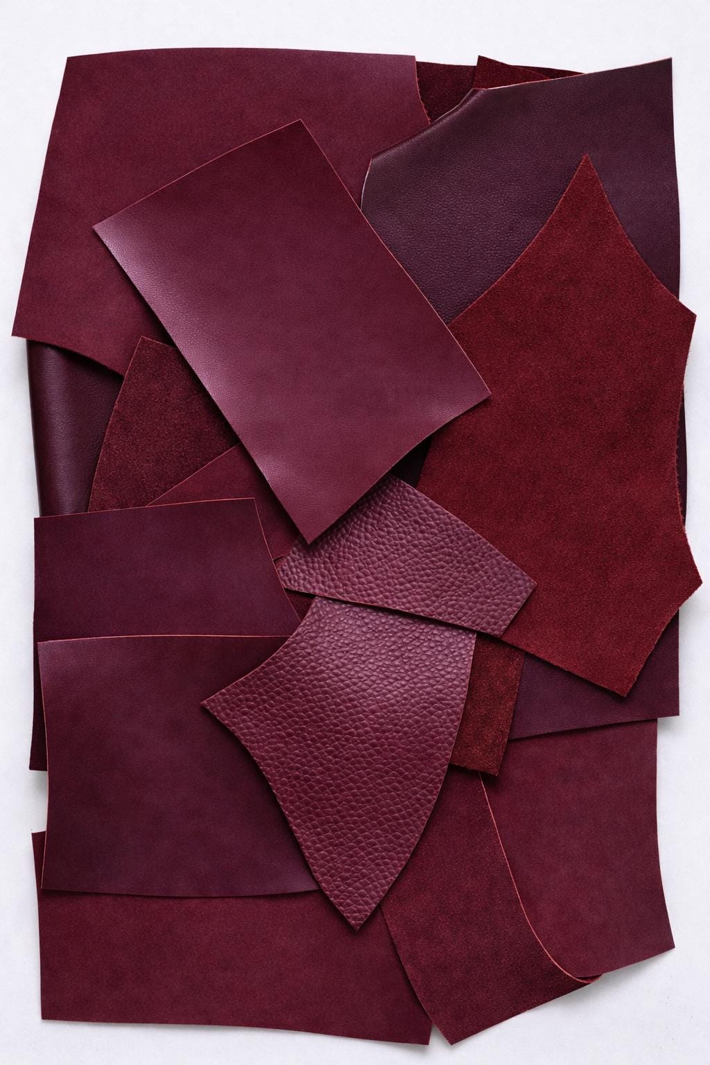 Deep Burgundy Leather Offcuts, Wine Red and Merlot Scraps, Smooth Grained Remnants for Handmade Accessories 0,8/1.0 mm(2 oz) B120