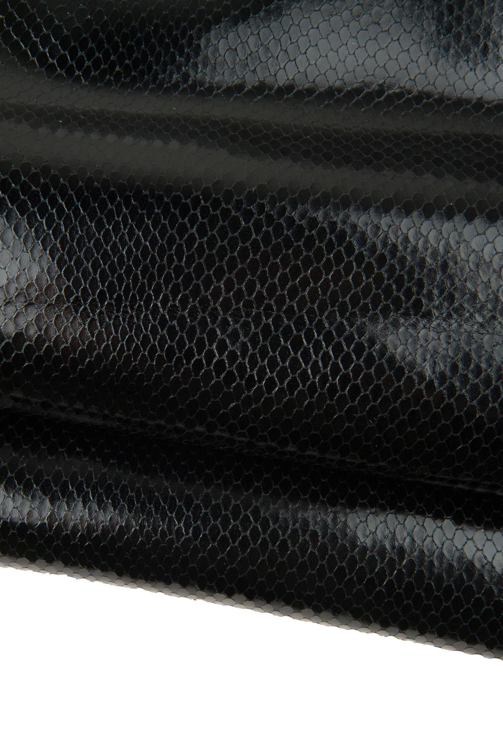 Black Embossed Snake Leather hide, Reptile pattern Leather skin, Snakeskin Python for shoes bags and crafts B18576-TB La Garzarara