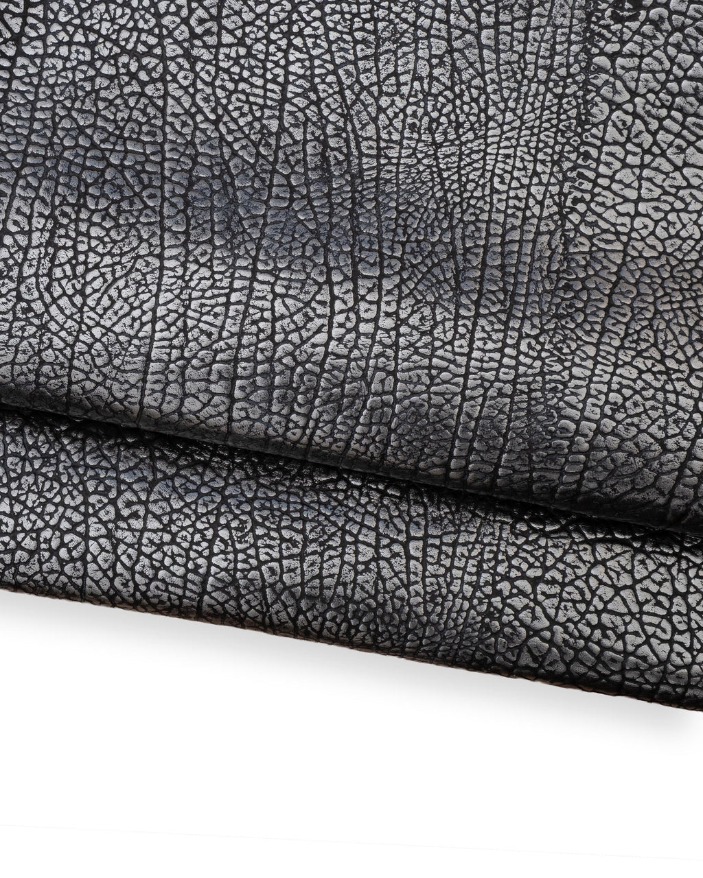 Black silver ELEPHANT textured leather skin, METALLIC calfskin animal print 1.2 - 1.4 mm B18703-MT(st) La Garzarara