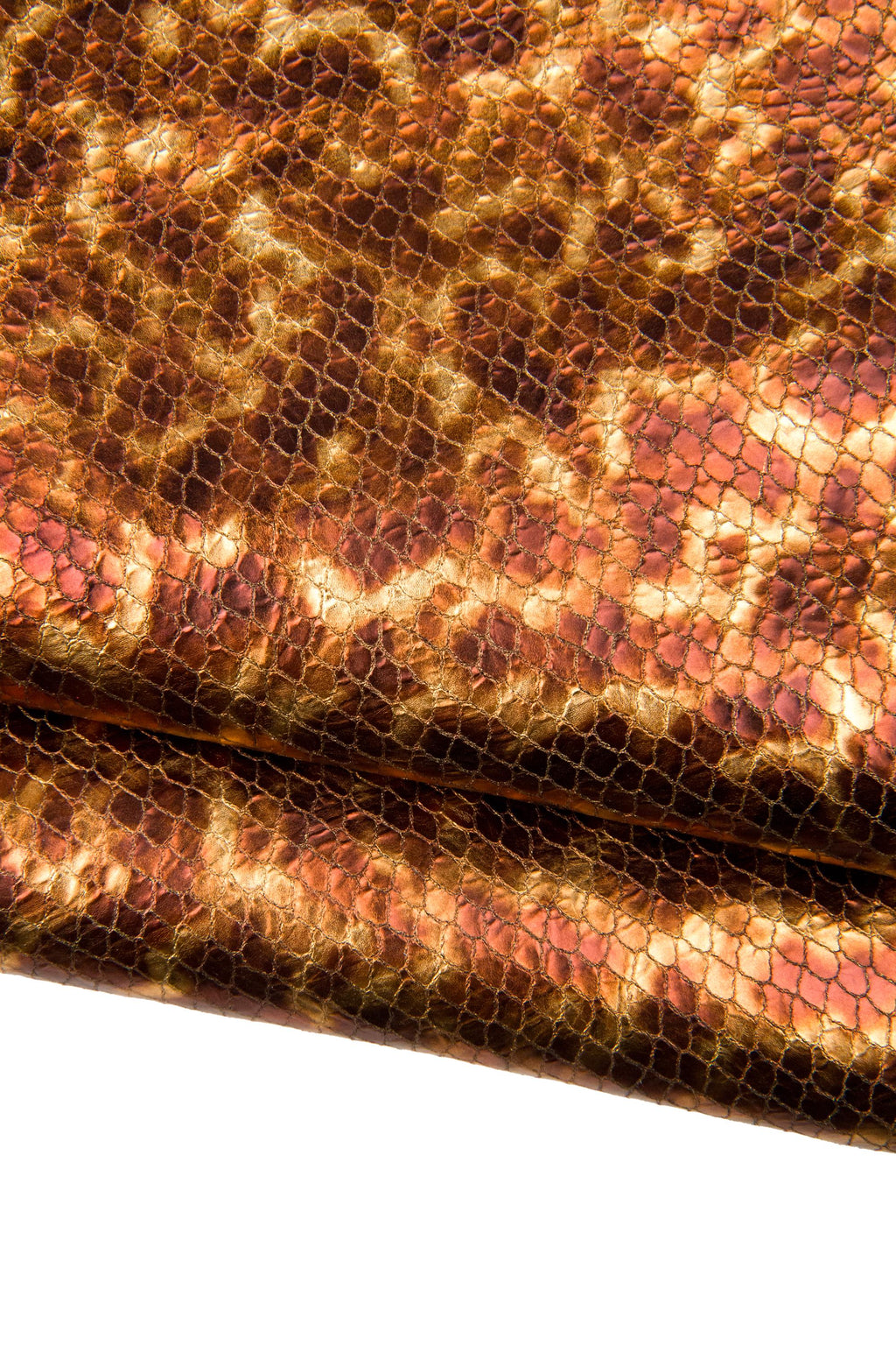 Copper Leather Hides Fantasy Print Italian Skins Burnt Orange Rust Cognac Designer Leather Collection B18303-MT(ST) La Garzarara