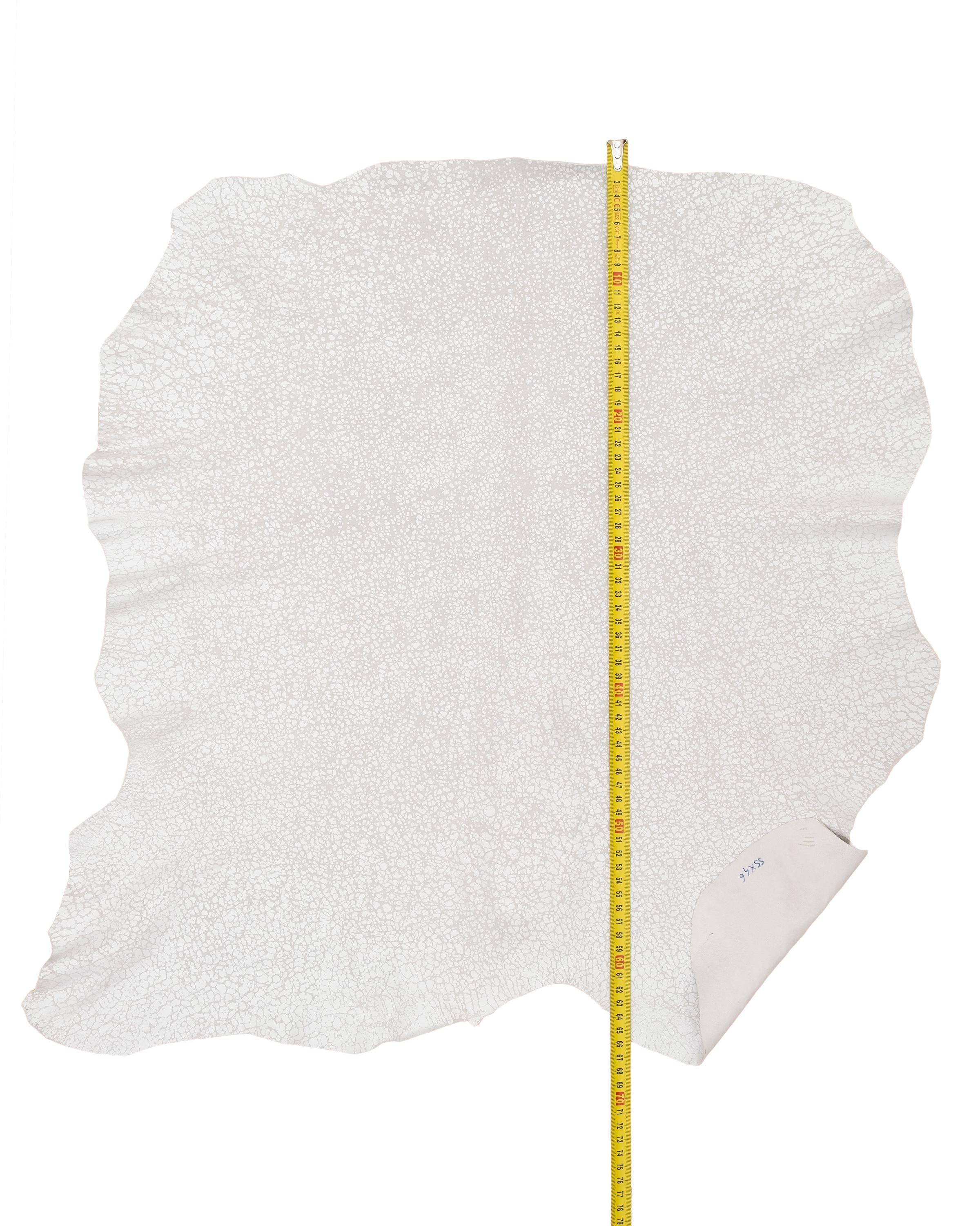 White Textured Leather Hide, Crackled Printed Italian skin | Genuine speckled for Bags & Crafts B18783-ST La Garzarara