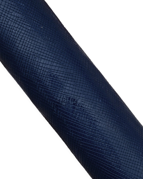 Blue GEOMETRICAL printed leather hide, glossy embossed PATENT cowhide, soft calfskin for hobbyists 1.1-1.3 mm B17957-ST La Garzarara