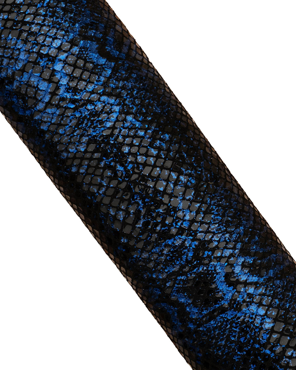 Black and blue METALLIC PYTHON leather skin, glossy reptile printed goatskin, soft bright snakeskin B18741-MT(st) La Garzarara