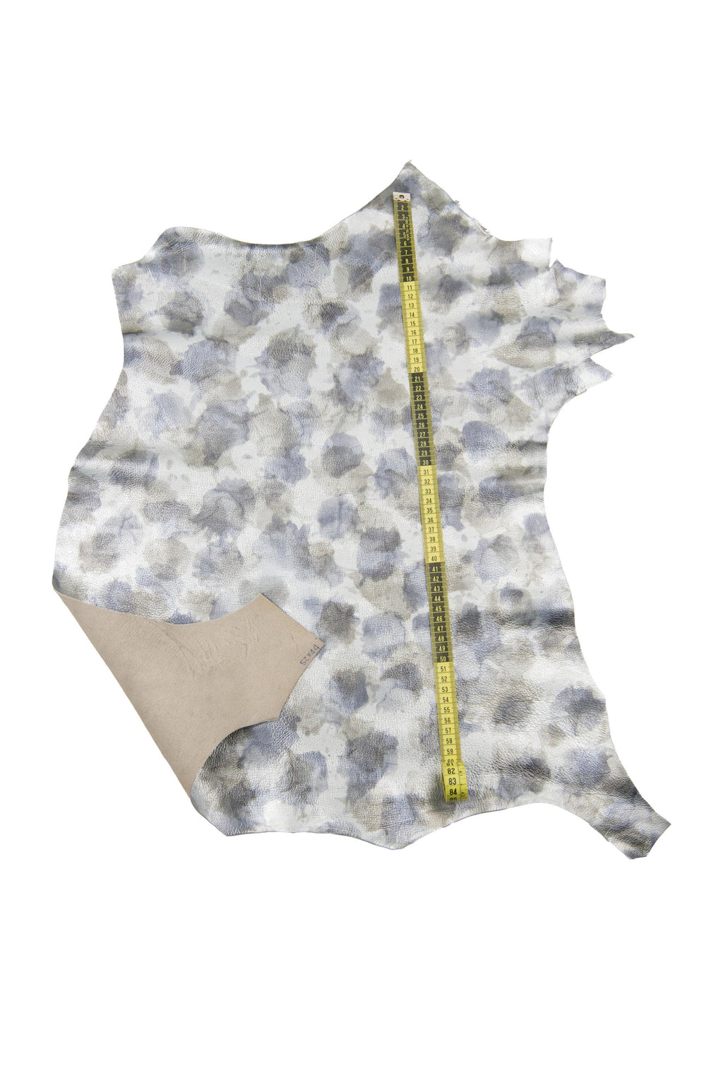Abstract Watercolor Leather skin, Artistic Printed hide, Grey White metallic Leather for Bags, Fashion Leather, B18545-MT(ST) La Garzarara