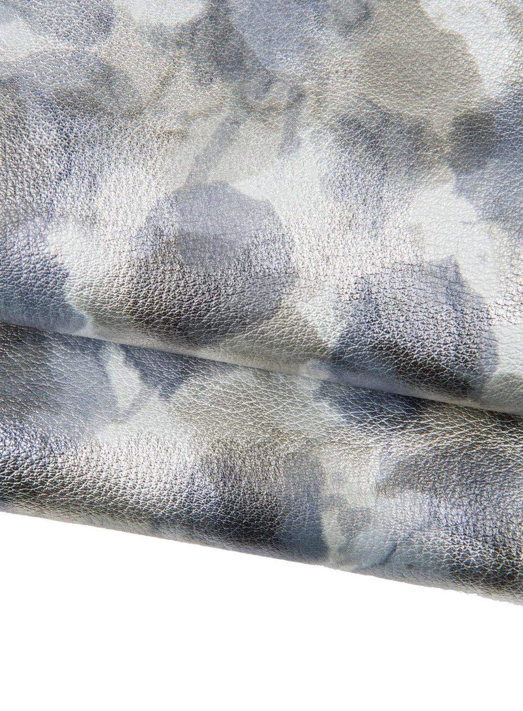 Abstract Watercolor Leather skin, Artistic Printed hide, Grey White metallic Leather for Bags, Fashion Leather, B18545-MT(ST) La Garzarara