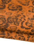 Orange LEOPARD leather skin, animal cheetah printed goatskin on soft SUEDE for hobbyists B18620-ST La Garzarara