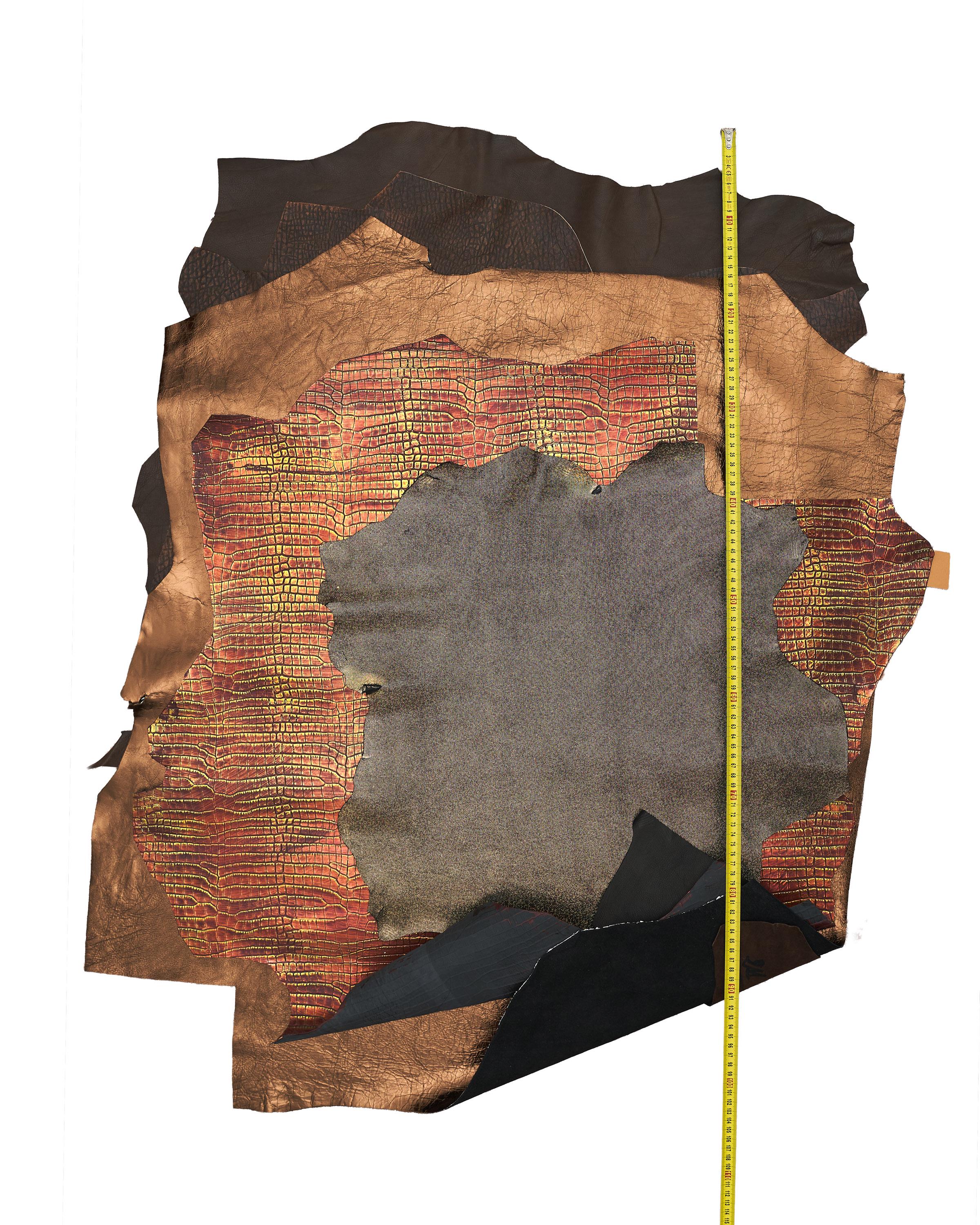 Warm Tone Leather Hides Copper Bronze Cognac Italian Designer Skins Luxury Fashion Leather Selection B18362-MT(ST)