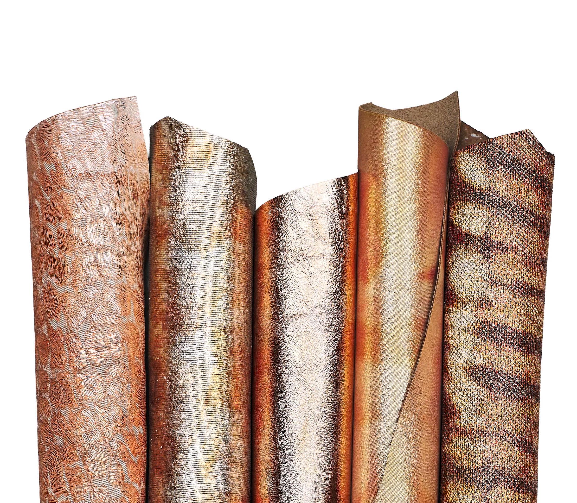 Warm Tone Leather Hides Copper Bronze Cognac Italian Designer Skins Luxury Fashion Leather Selection B18362-MT(ST)