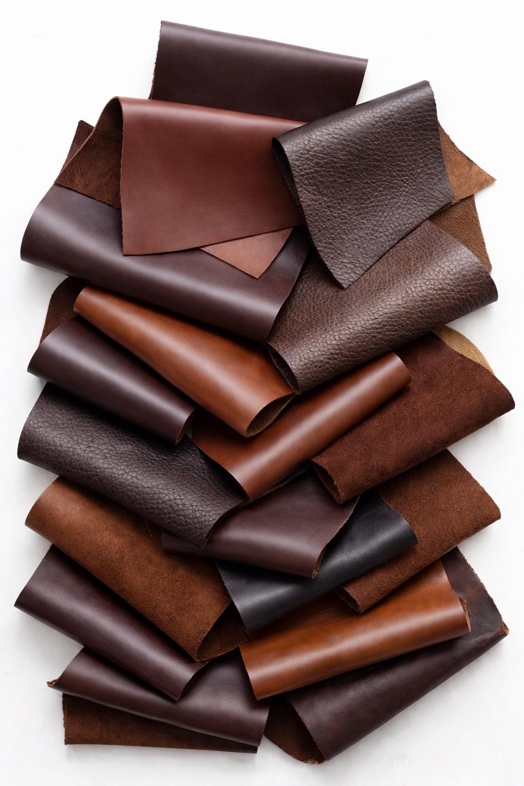 Brown Tone Leather Pieces, Espresso Chocolate and Cocoa Scraps, Assorted Solid Shades for Jewelry and Earrings 1 lbs - 2 lbs B121