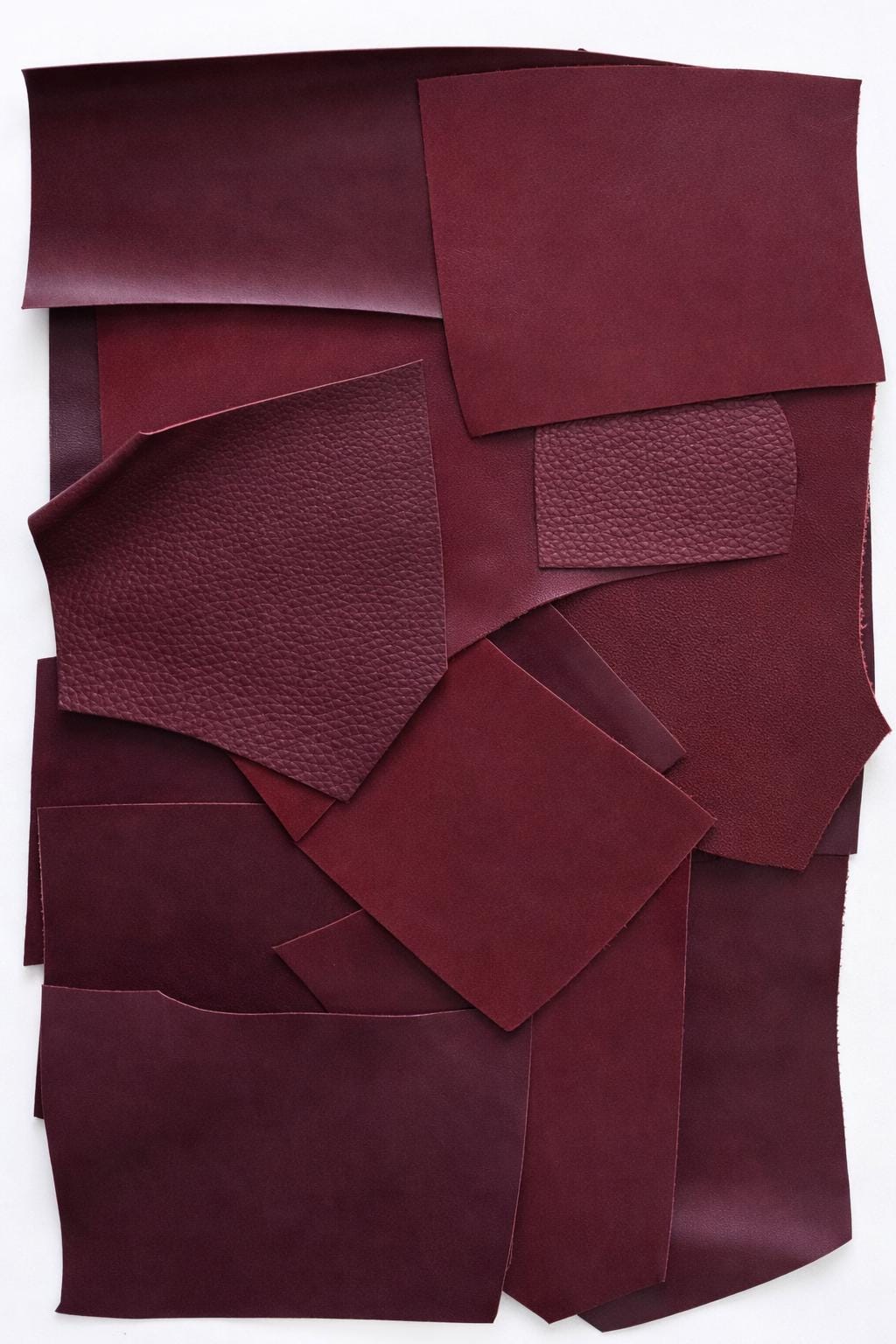 Deep Burgundy Leather Offcuts, Wine Red and Merlot Scraps, Smooth Grained Remnants for Handmade Accessories 0,8/1.0 mm(2 oz) B120