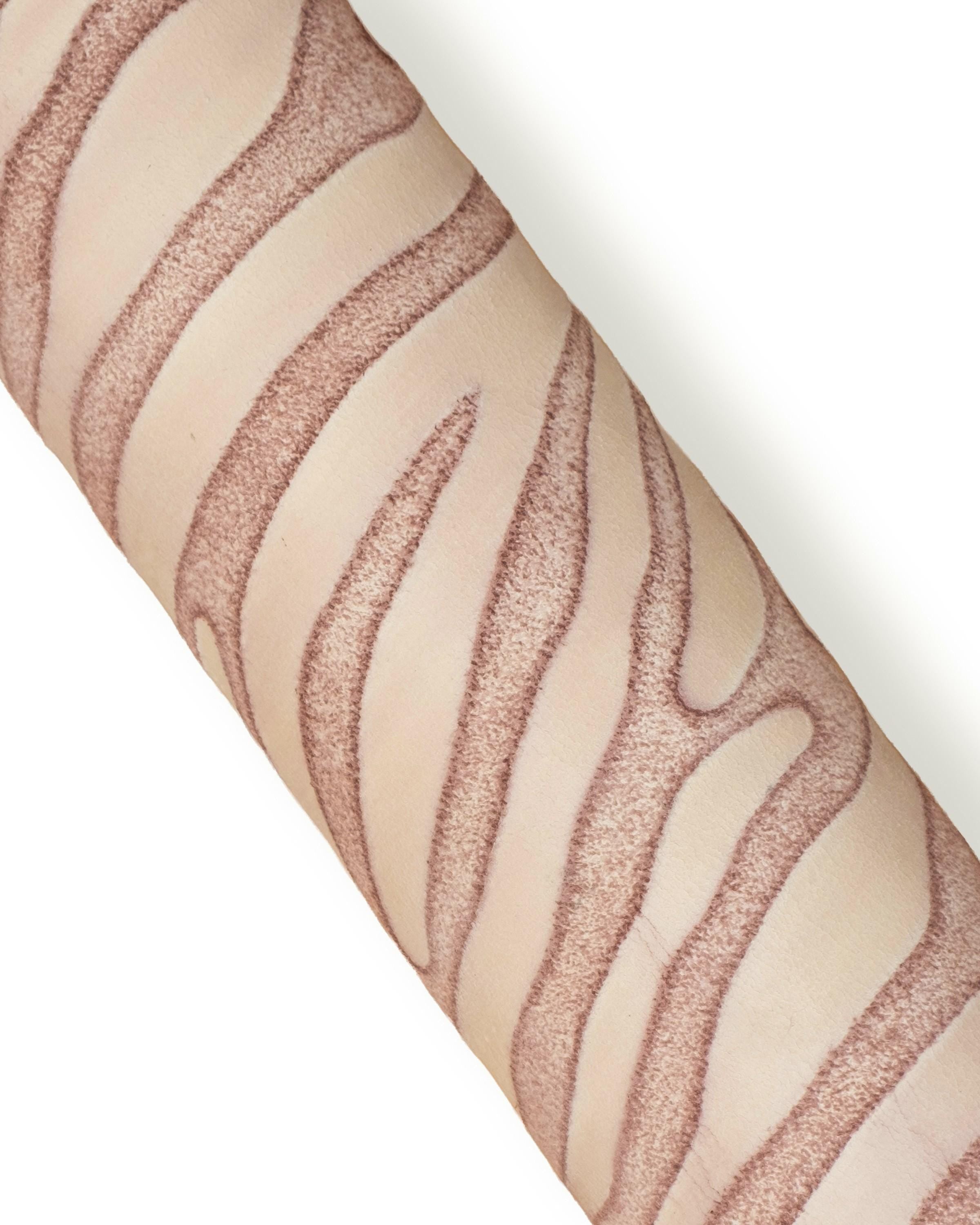 Beige brown zebra print leather hide, animal print leather skin tone on tone, elegant striped pattern B18777-ST La Garzarara