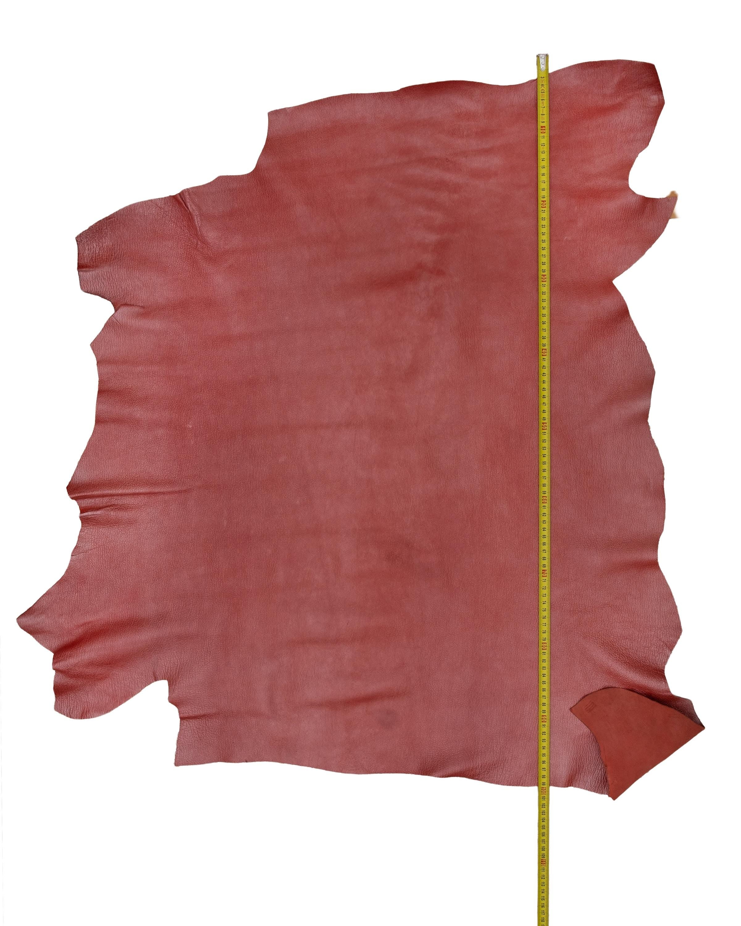 Red PEARLIZED leather hide, tiny pebble grain printed cowhide, soft glazed calfskin for hobbyists B18770-TU La Garzarara
