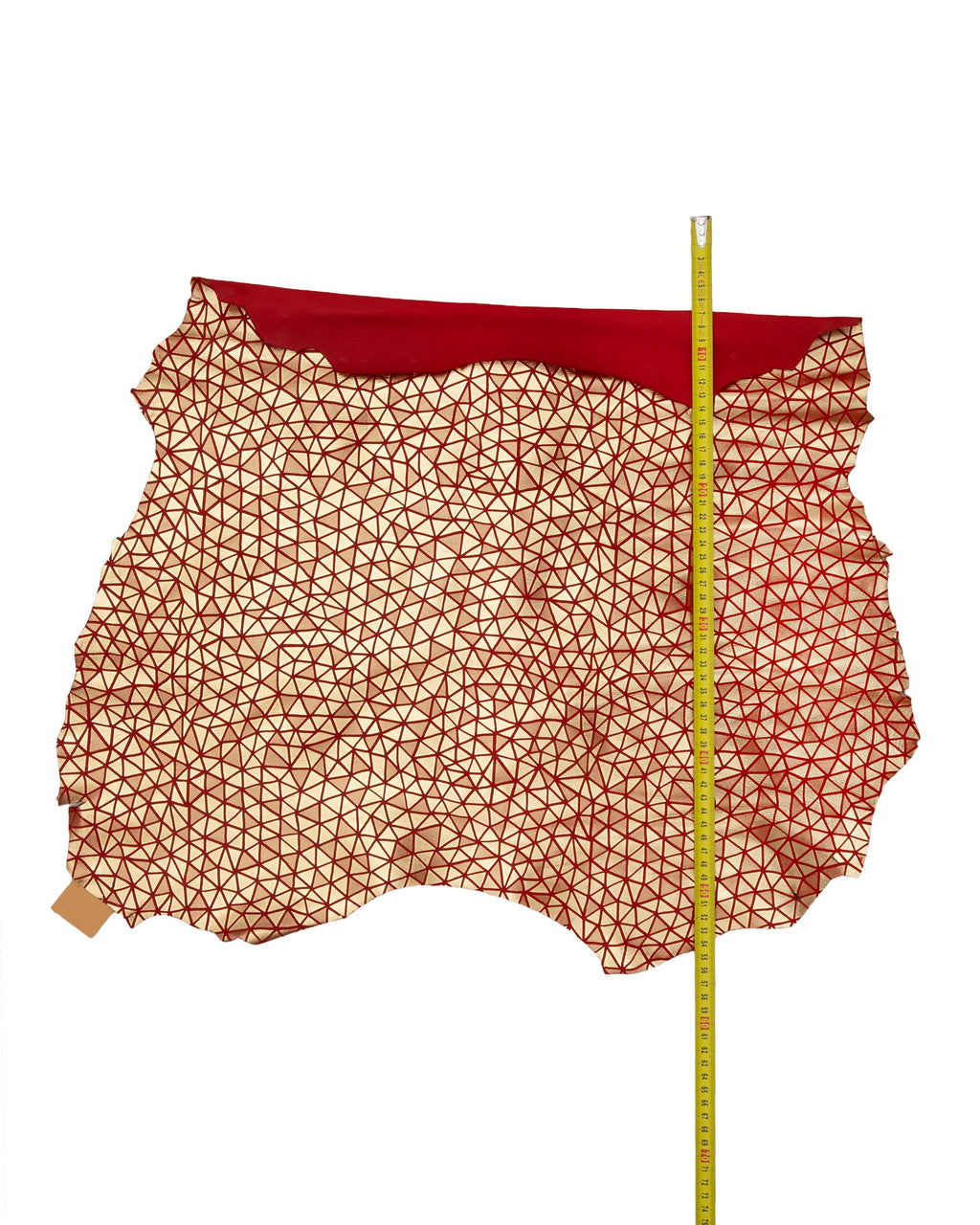 Red gold METALLIC geometrical leather hide, TRIANGLES print on glossy goatskin bright and soft leather skin B18776-MT(st) La Garzarara