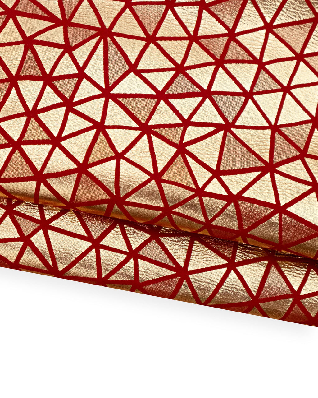 Red gold METALLIC geometrical leather hide, TRIANGLES print on glossy goatskin bright and soft leather skin B18776-MT(st) La Garzarara