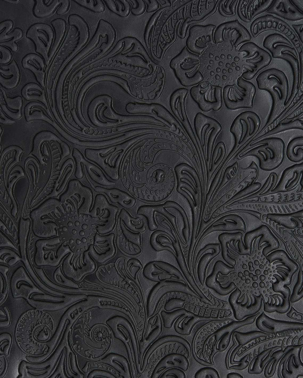 Black floral embossed leather cowhide, CHARRO flower print in RELIEF on calfskin, 1.0 - 1.2 mm B17218-TB La Garzarara