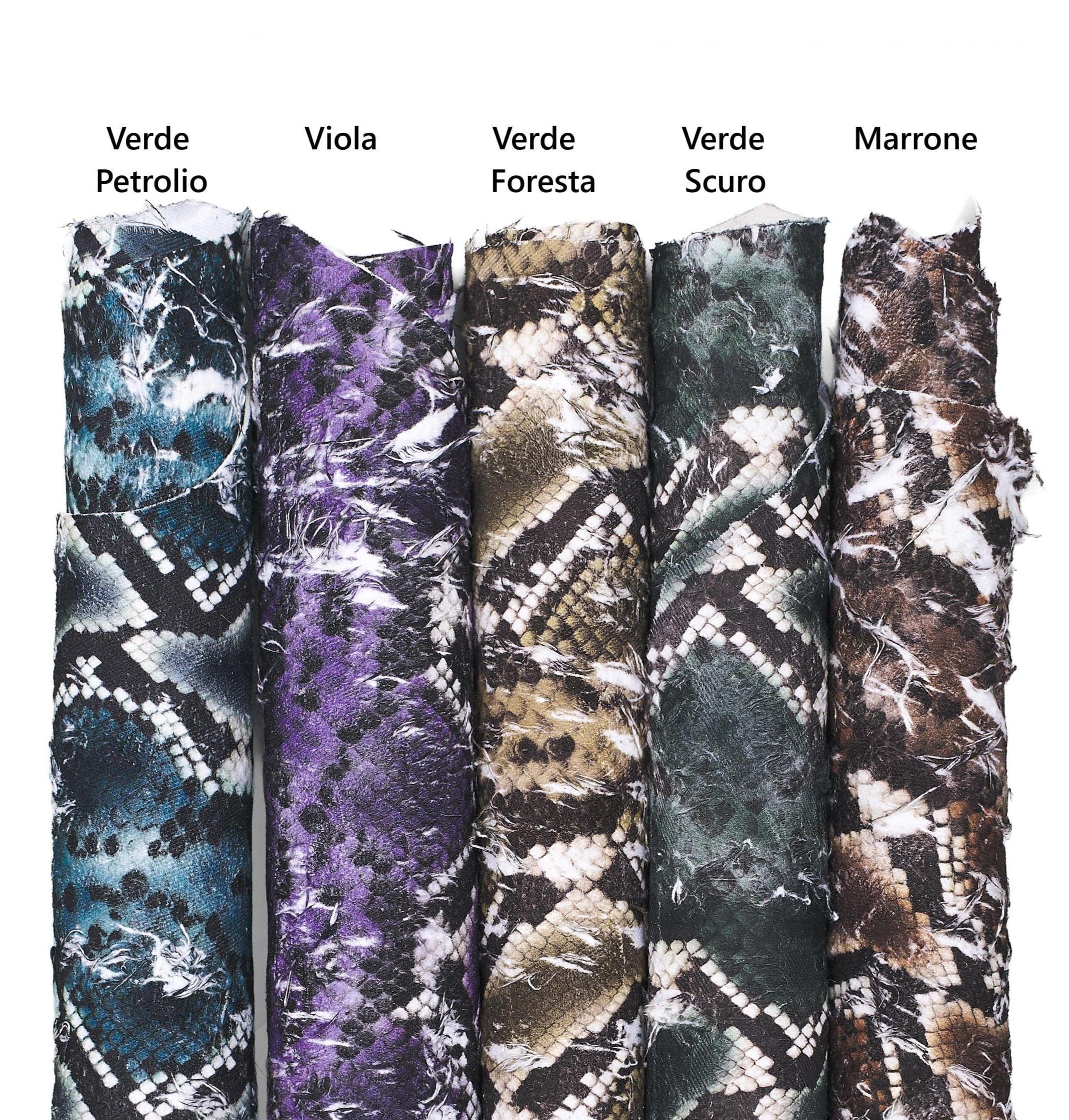 PYTHON printed leather hides, soft reptile skins that are coupled with a FABRIC, 1.0-1.2 mm B18359-ST La Garzarara