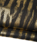 Black & Gold Python Print Leather, Metallic Snake, Embossed snakeskin Leather Hide B18608-MT(st)