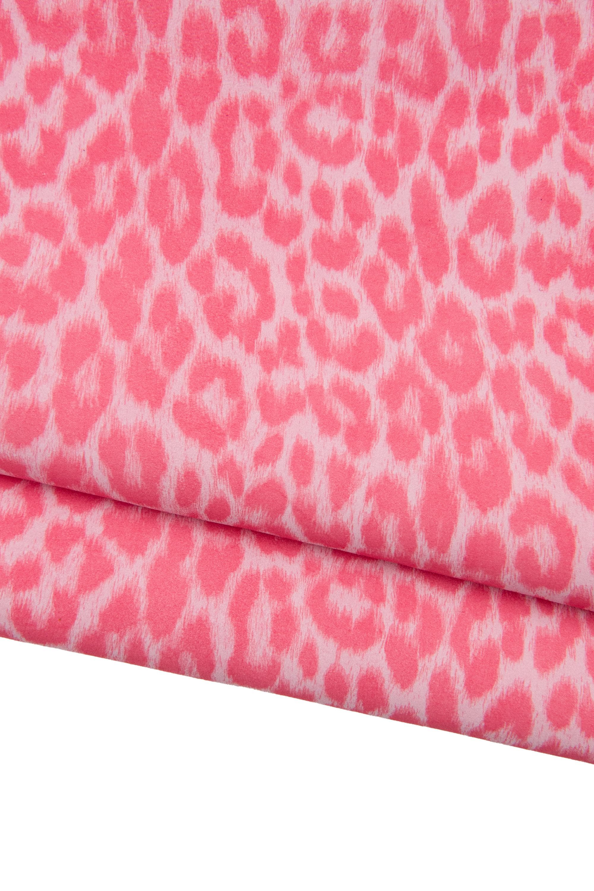 Pink LEOPARD texture on pink suede goatskin, CHEETAH printed skin, soft animal printed skin, ideal for diy projects B18710-ST La Garzarara