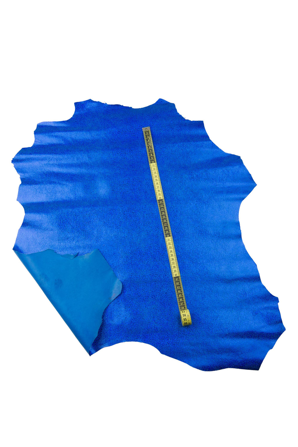 Blue metallic leather skin, CRACKLED wrinkled soft and bright goatskin hide for DIY projects B18597-MT La Garzarara