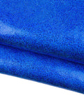 Blue metallic leather skin, CRACKLED wrinkled soft and bright goatskin hide for DIY projects B18597-MT La Garzarara