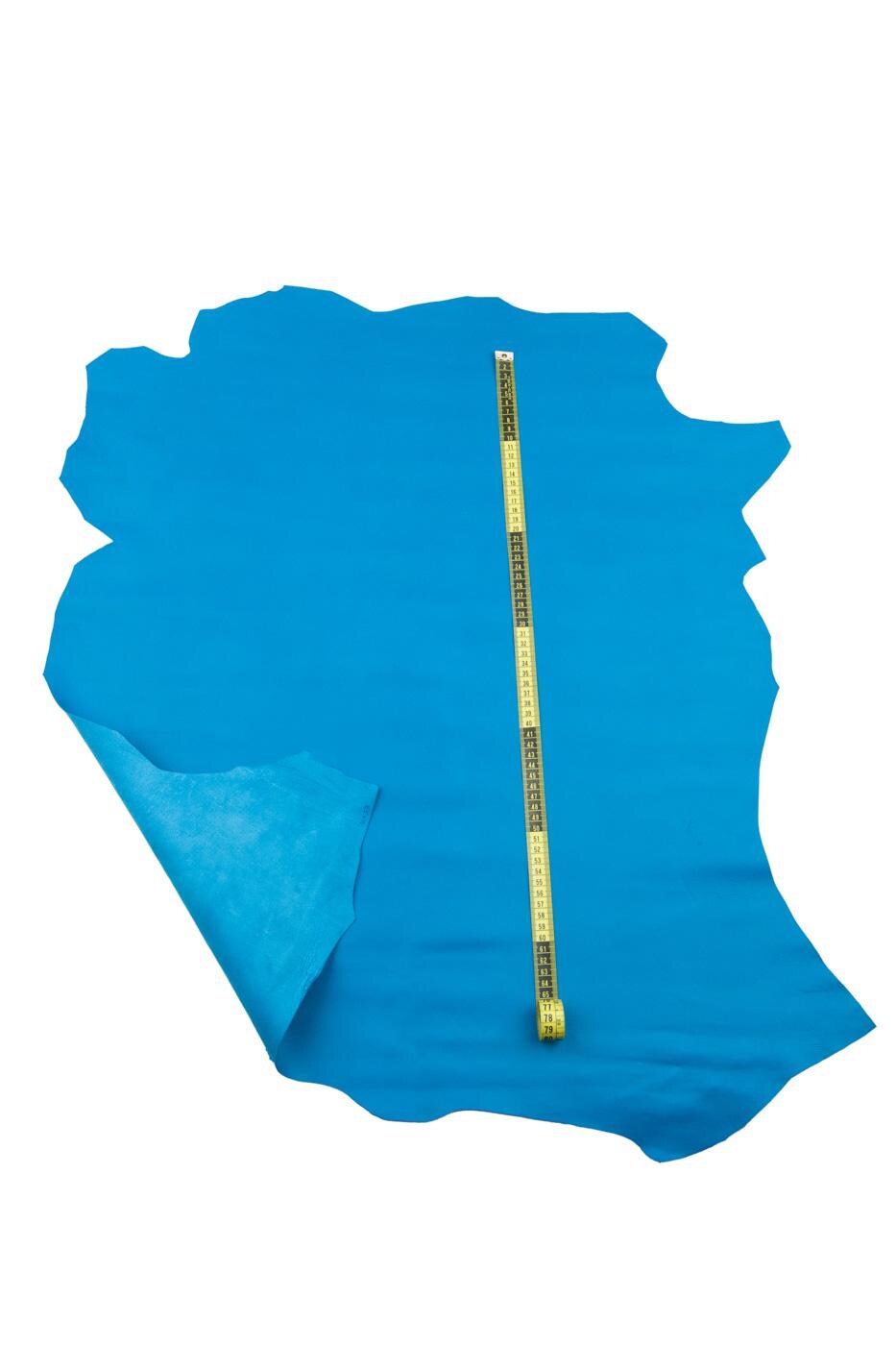 Light blue soft leather hide, SMOOTH lambskin NAPPA, thin sheepskin for hobbyists 0.6-0.8 mm B18752-TU La Garzarara