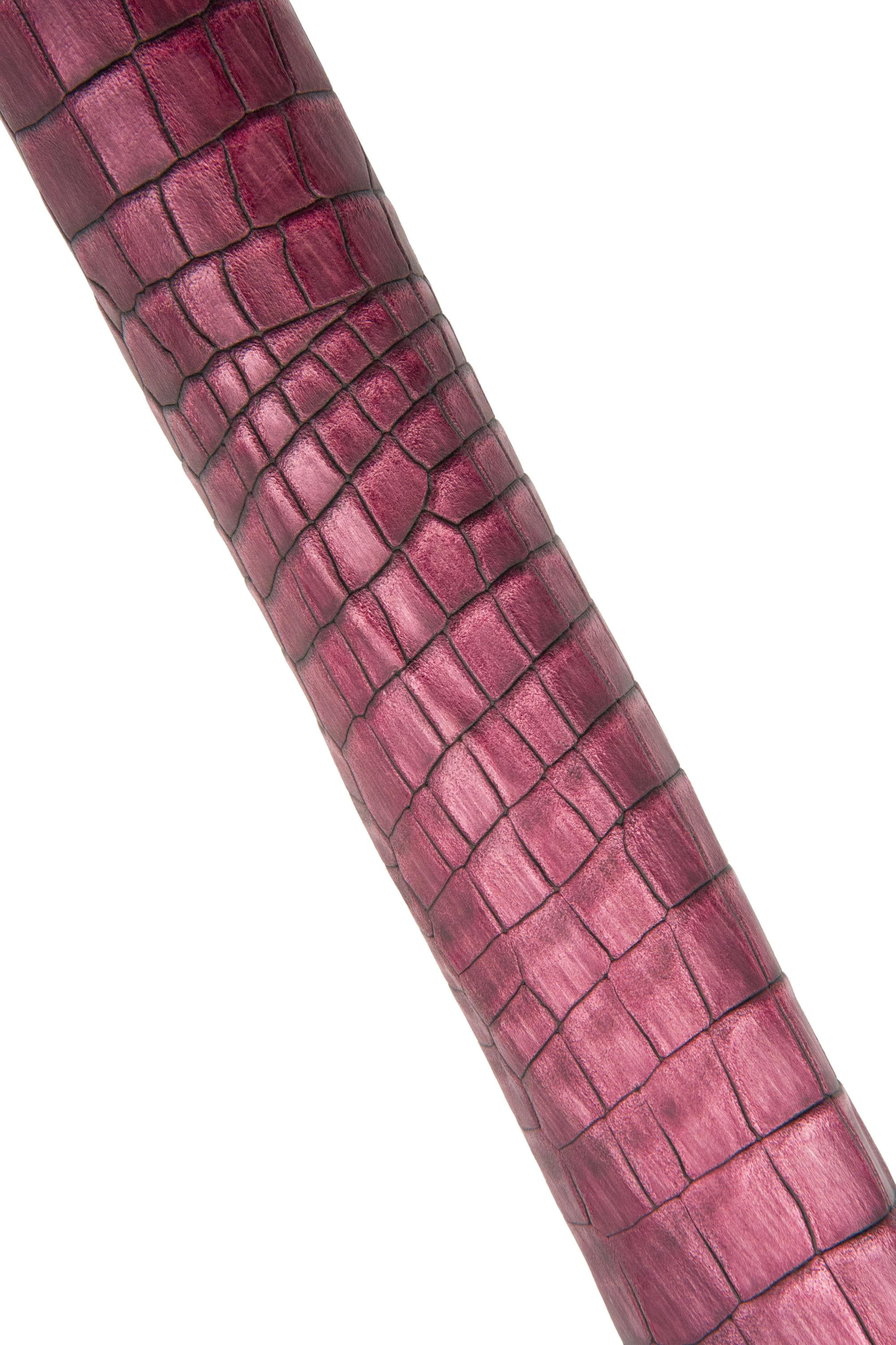 Burgundy CROCODILE embossed leather hide, ALLIGATOR print on calfskin, semi - glossy vitange croc cowhide for crafting B18689-ST LaGarzarara