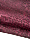 Burgundy CROCODILE embossed leather hide, ALLIGATOR print on calfskin, semi - glossy vitange croc cowhide for crafting B18689-ST LaGarzarara