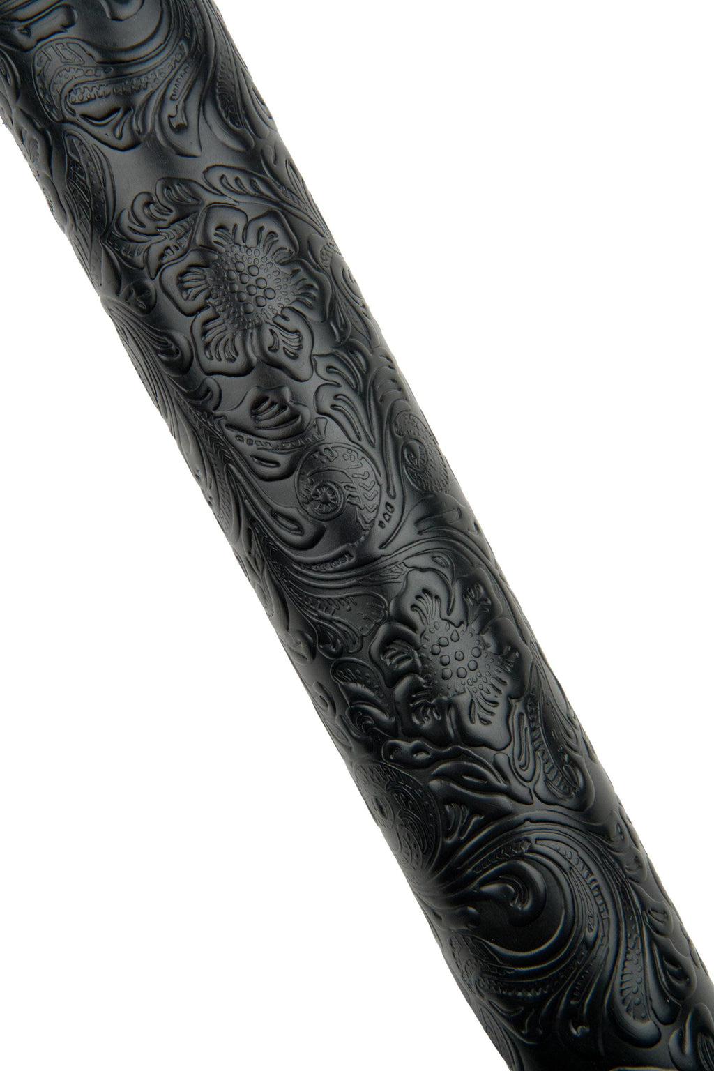 Black FLORAL embossed leather cowhide, CHARRO flower print in relief on calfskin, 0.8 - 1.0 mm B18664-TB La Garzarara