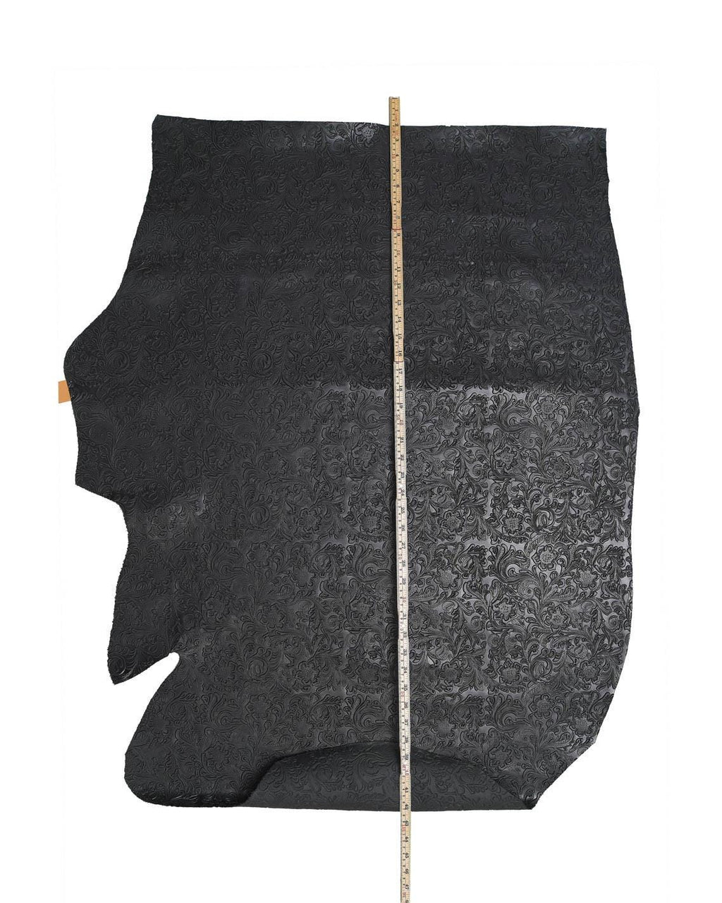 Black floral embossed leather cowhide, CHARRO flower print in RELIEF on calfskin, 1.0 - 1.2 mm B17218-TB La Garzarara