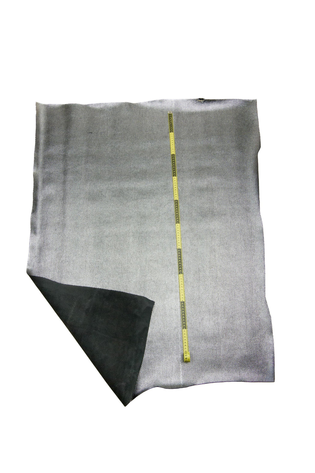 Black Silver Metallic Leather Hide, Shagreen Effect, Pearl Texture Leather, Designer Leather 1.5 - 1.6 mm B18707-MT(st) La Garzarara