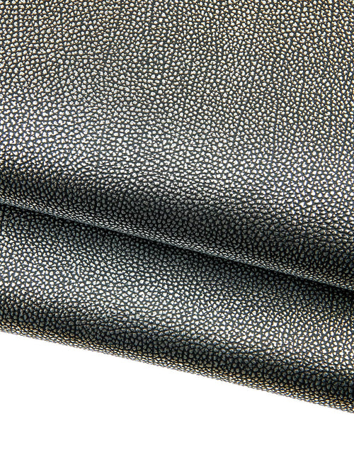 Black Silver Metallic Leather Hide, Shagreen Effect, Pearl Texture Leather, Designer Leather 1.5 - 1.6 mm B18707-MT(st) La Garzarara