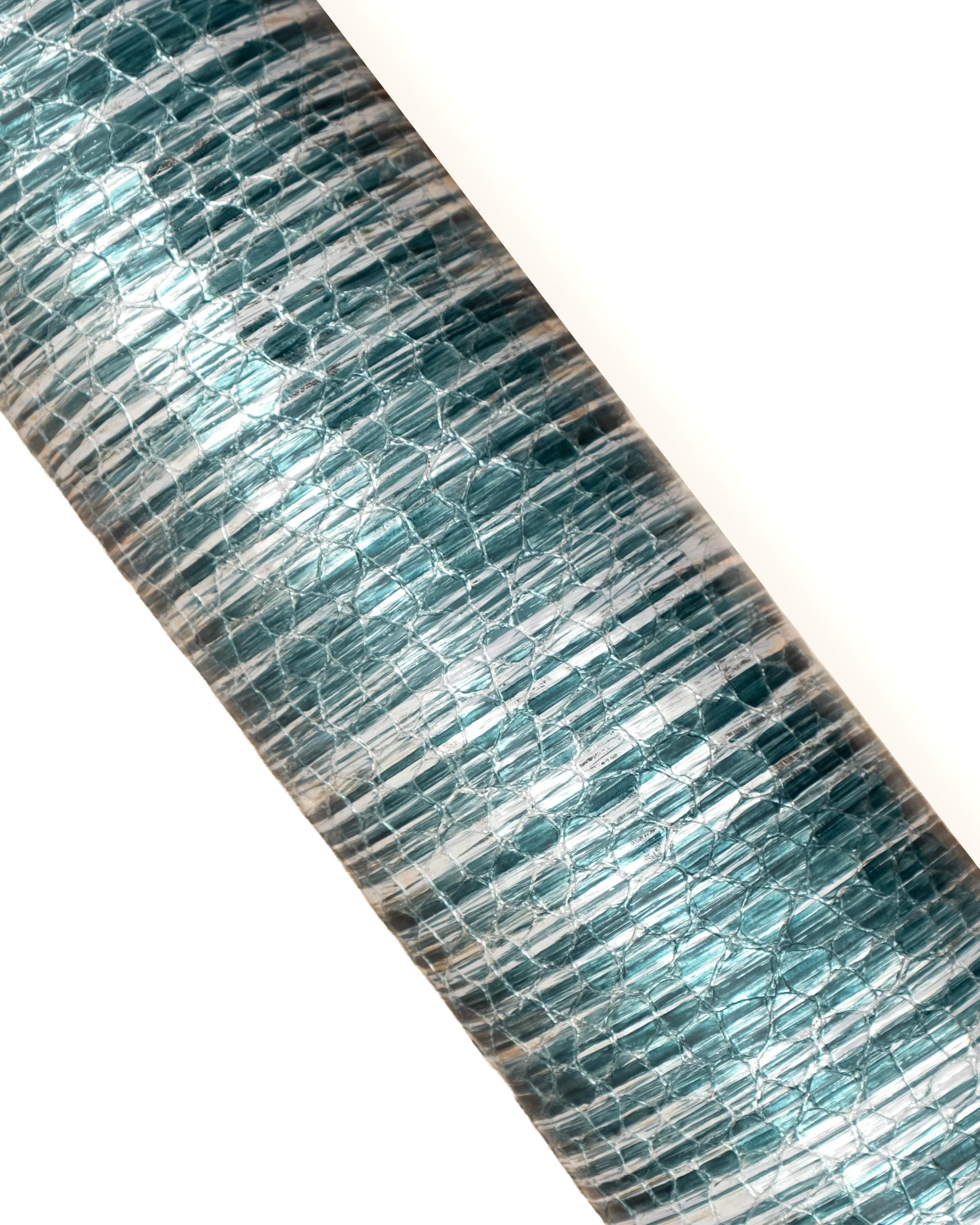 Turquoise STRIPED leather skin, silver metallic goatskin, REPTILE print, soft and bright B18782-mt(st) La Garzarara