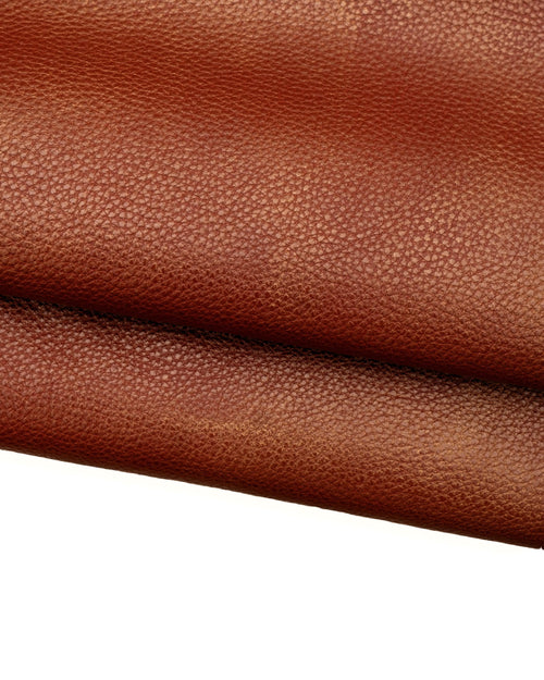 Brick red PEBBLE grain printed cowhide, soft metallic gold GLITTER leather hide, calfskin 1.0 - 1.2 mm B18769-MT La Garzarara