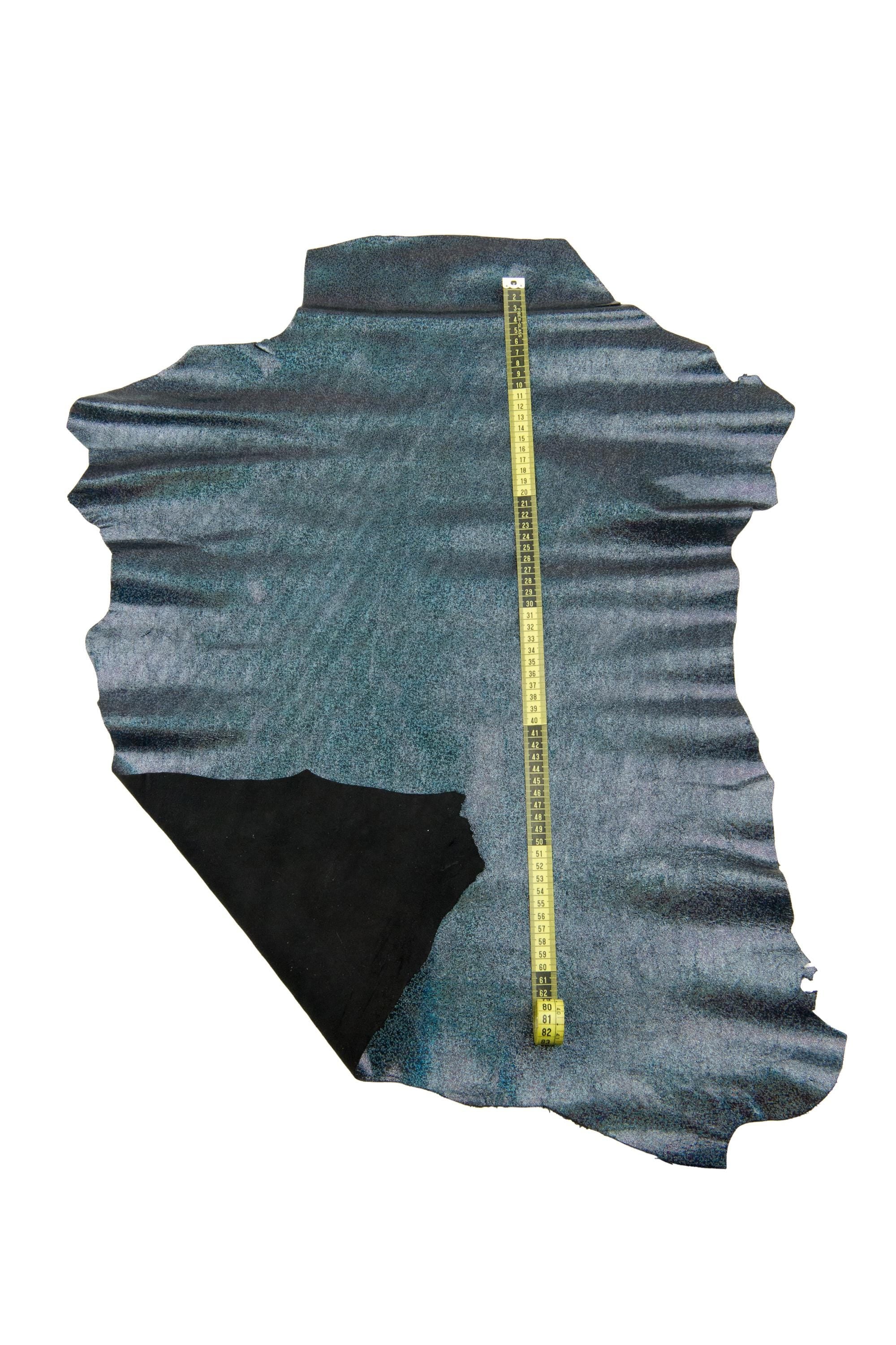 Shimmer METALLIC leather, gunmetal glitter skin, sparkle iridescent steel blue goatskin, B18706-MT La Garzarara