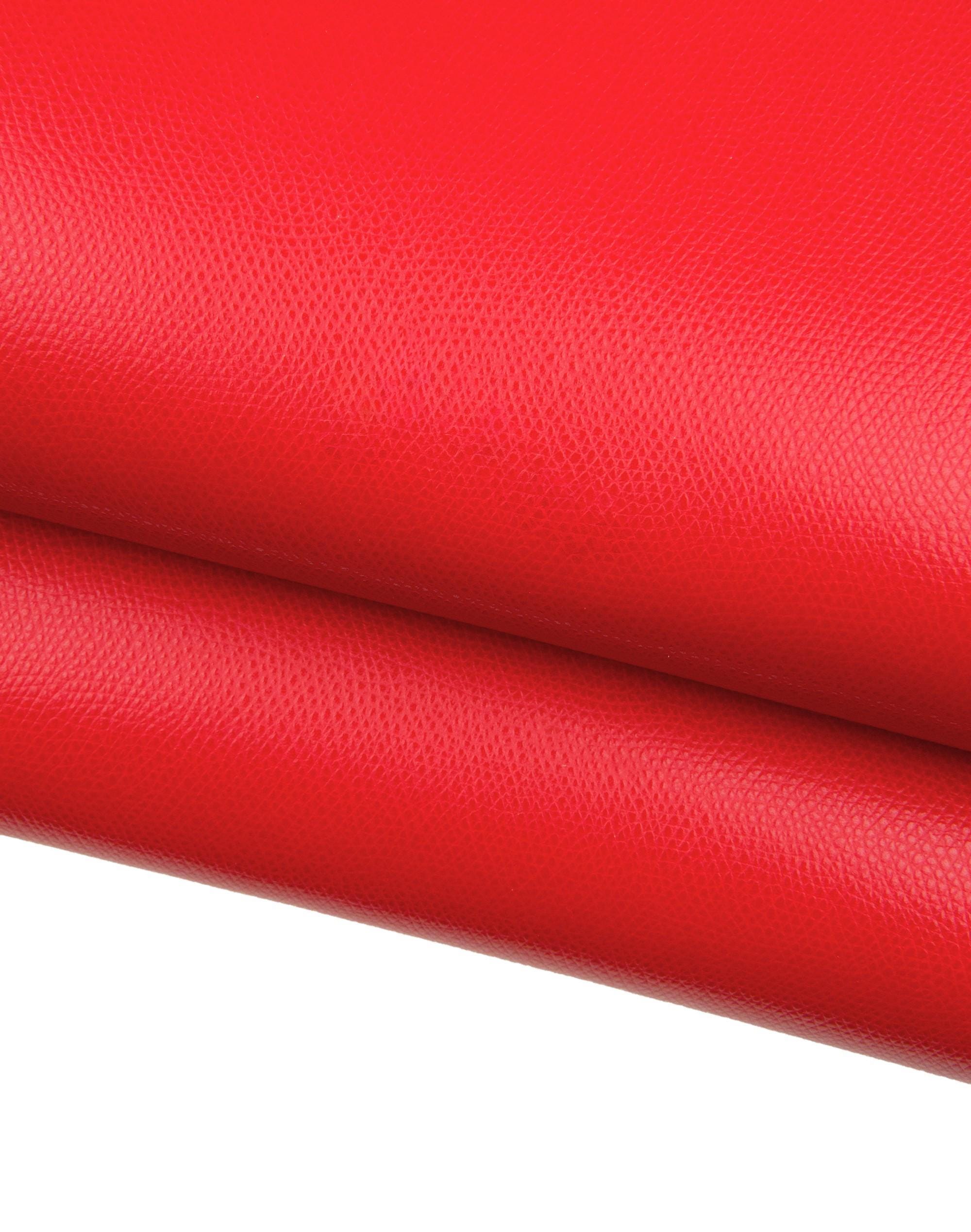 Red EMBOSSED leather hide, SAFFIANO - like printed cowhide, glossy calfskin 1.4 - 1.6 mm, ideal for bags B18749-TU La Garzarara