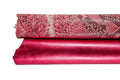 Raspberry RED goat skins, Set of printed hide and smooth soft metallic leather hides for craft tooling B16989-MT(st)