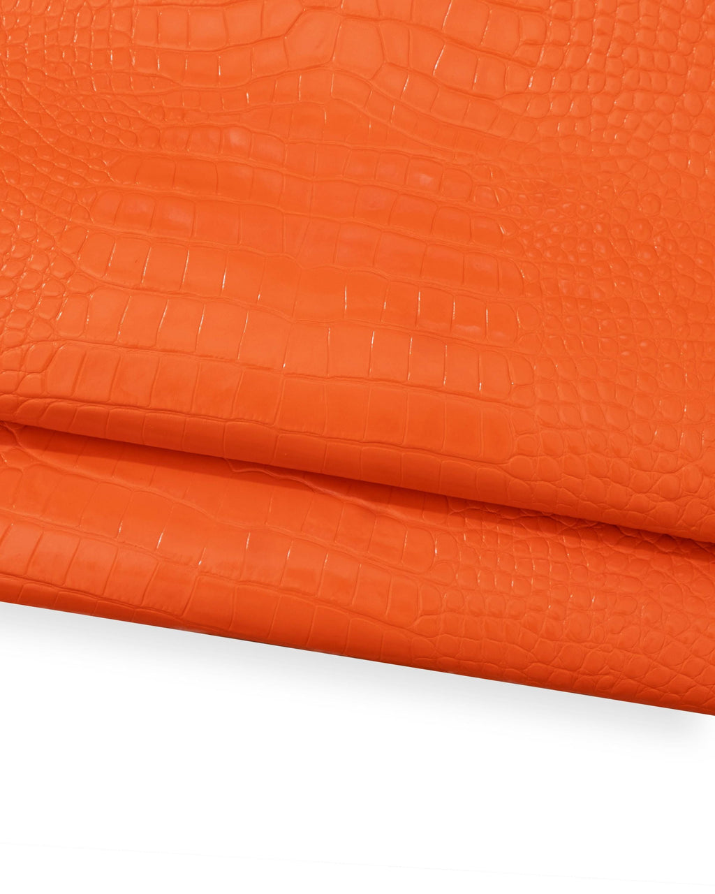 Orange CROCODILE embossed leather hide, matt PATENT calfskin, reptile printed cowhide for crafting B18674-ST La Garzarara