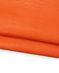 Orange CROCODILE embossed leather hide, matt PATENT calfskin, reptile printed cowhide for crafting B18674-ST La Garzarara