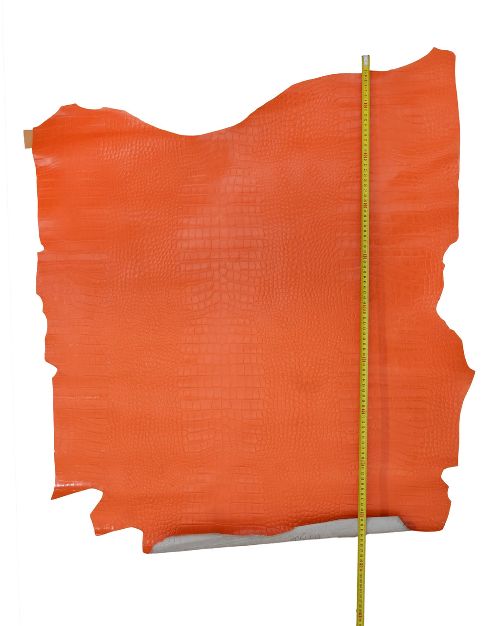 Orange CROCODILE embossed leather hide, matt PATENT calfskin, reptile printed cowhide for crafting B18674-ST La Garzarara