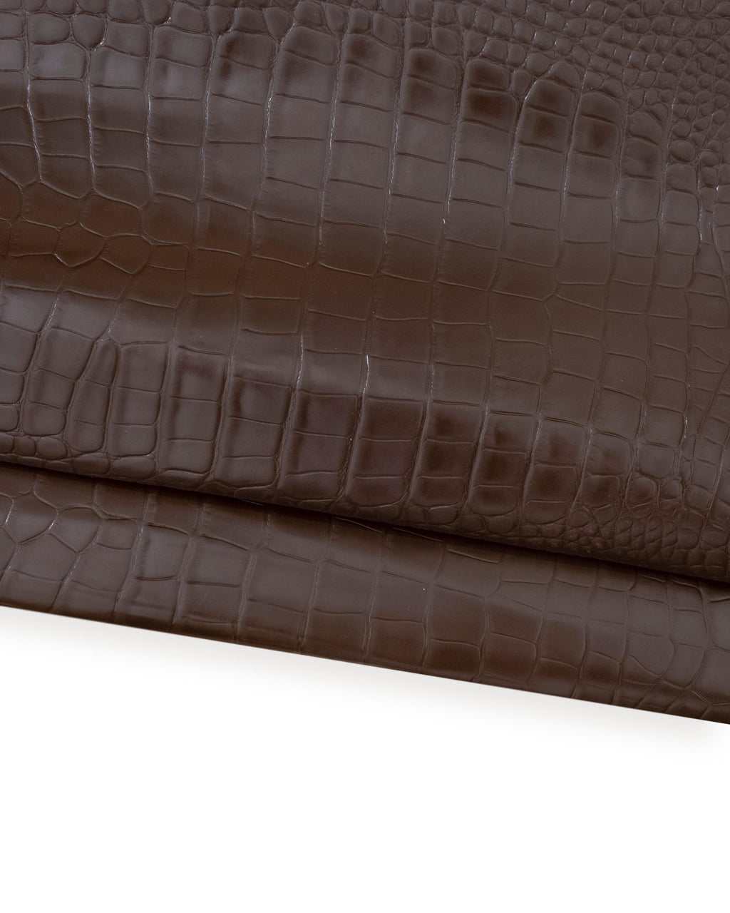 Espresso CROCODILE embossed leather hide, matt croc printed calfskin, semi-stiff cowhide for diy projects B18675-ST La Garzarara