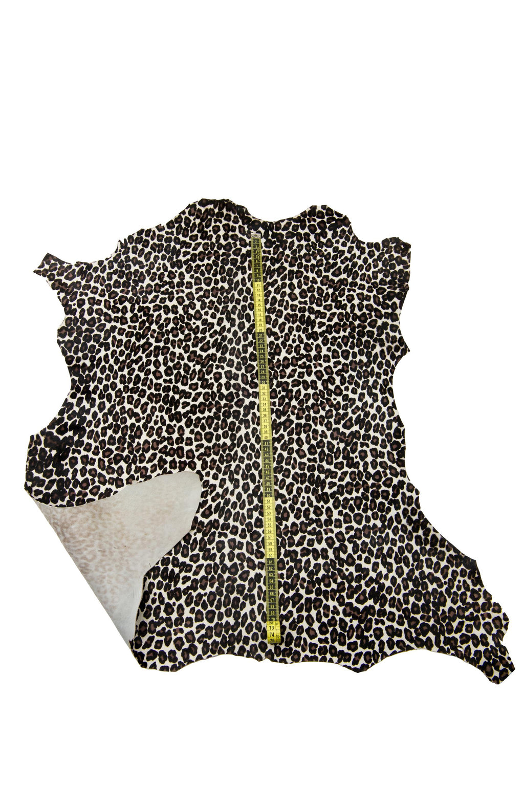 LEOPARD printed hair on leather hide, brown - black cheetah texture on cream PONY calfskin, cowhide for crafting B18379-CV La Garzarara