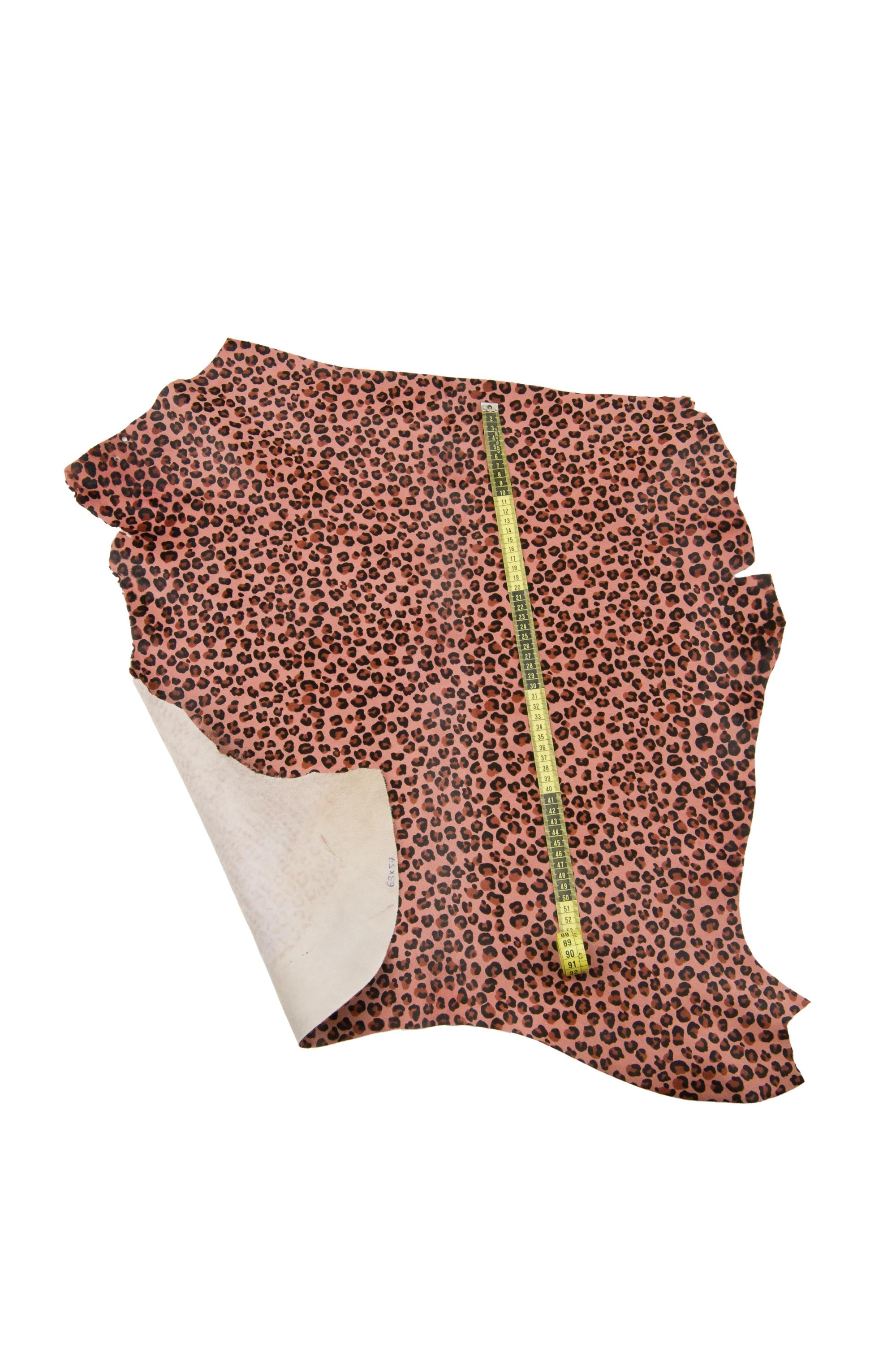 LEOPARD printed HAIR ON leather hide, antique pink - black - brown cheetah textured pony calfskin, soft cowhide for crafting B18643-cv