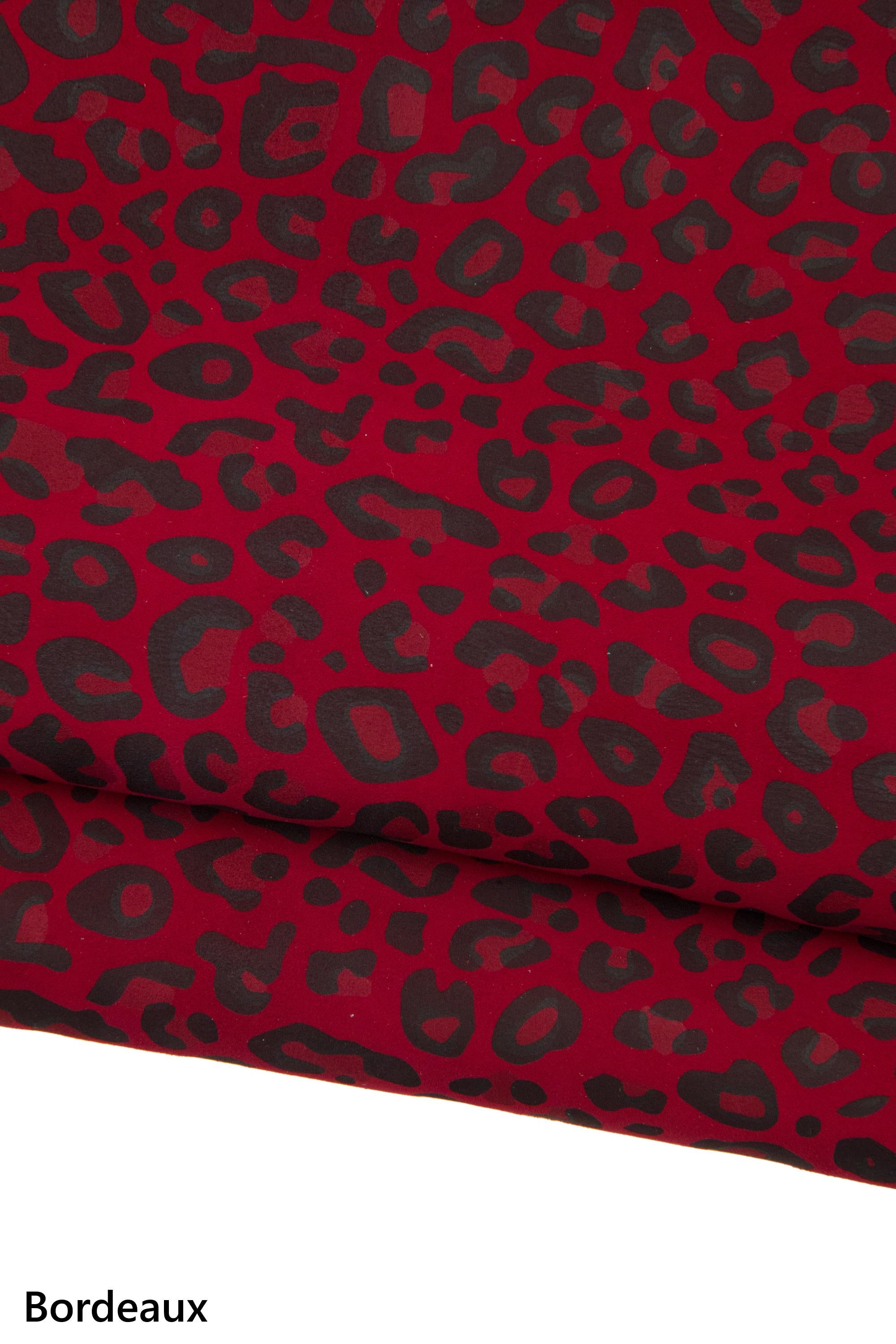 CHEETAH printed leather skin, LEOPARD textured suede goatskin, animal pattern on petroleum green, brown , burgundy soft skin B18682-ST