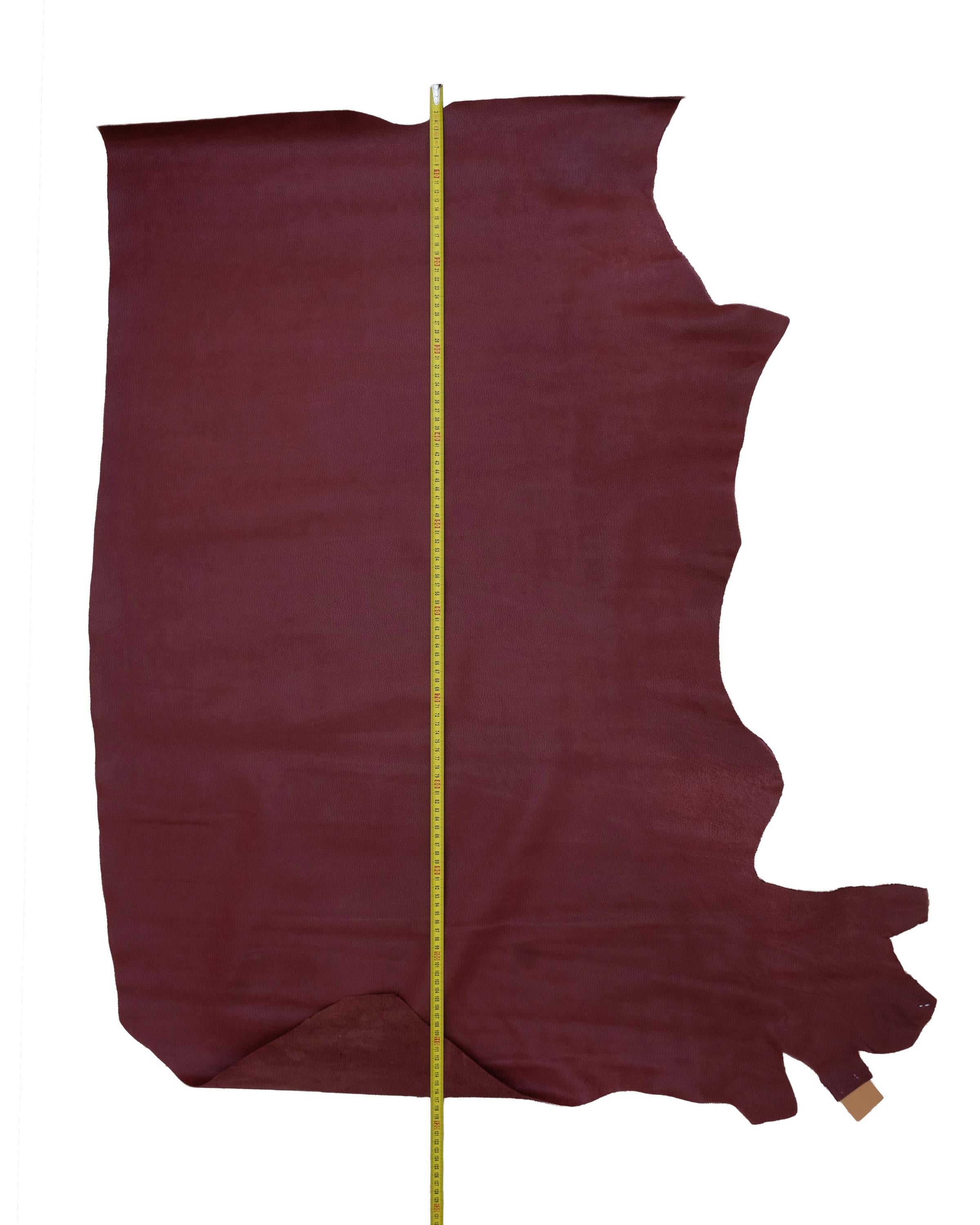Burgundy red PEBBLE GRAIN printed cowhide, glossy leather hide, embossed pearlized calfskin for crafters B18773-TU La Garzarara