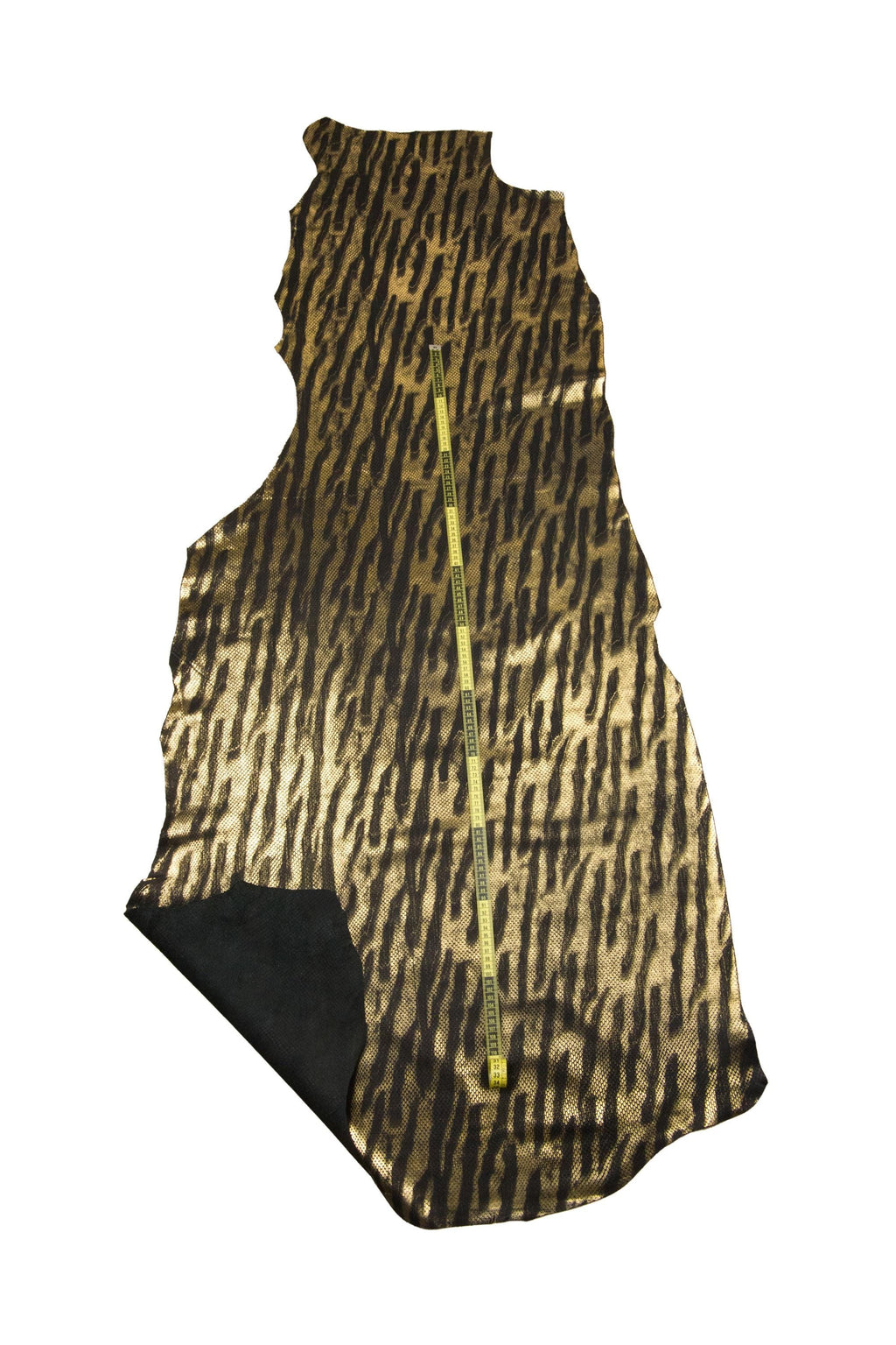 Black & Gold Python Print Leather, Metallic Snake, Embossed snakeskin Leather Hide B18608-MT(st)