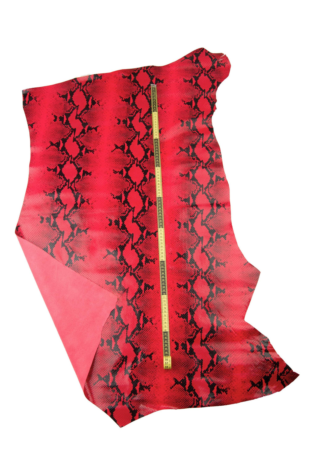 Red Python Print Leather Hide for bags, embossed snakeskin, Snake textured cowhide for Bags, Shoes & Leathercraft B18577-ST La Garzarara